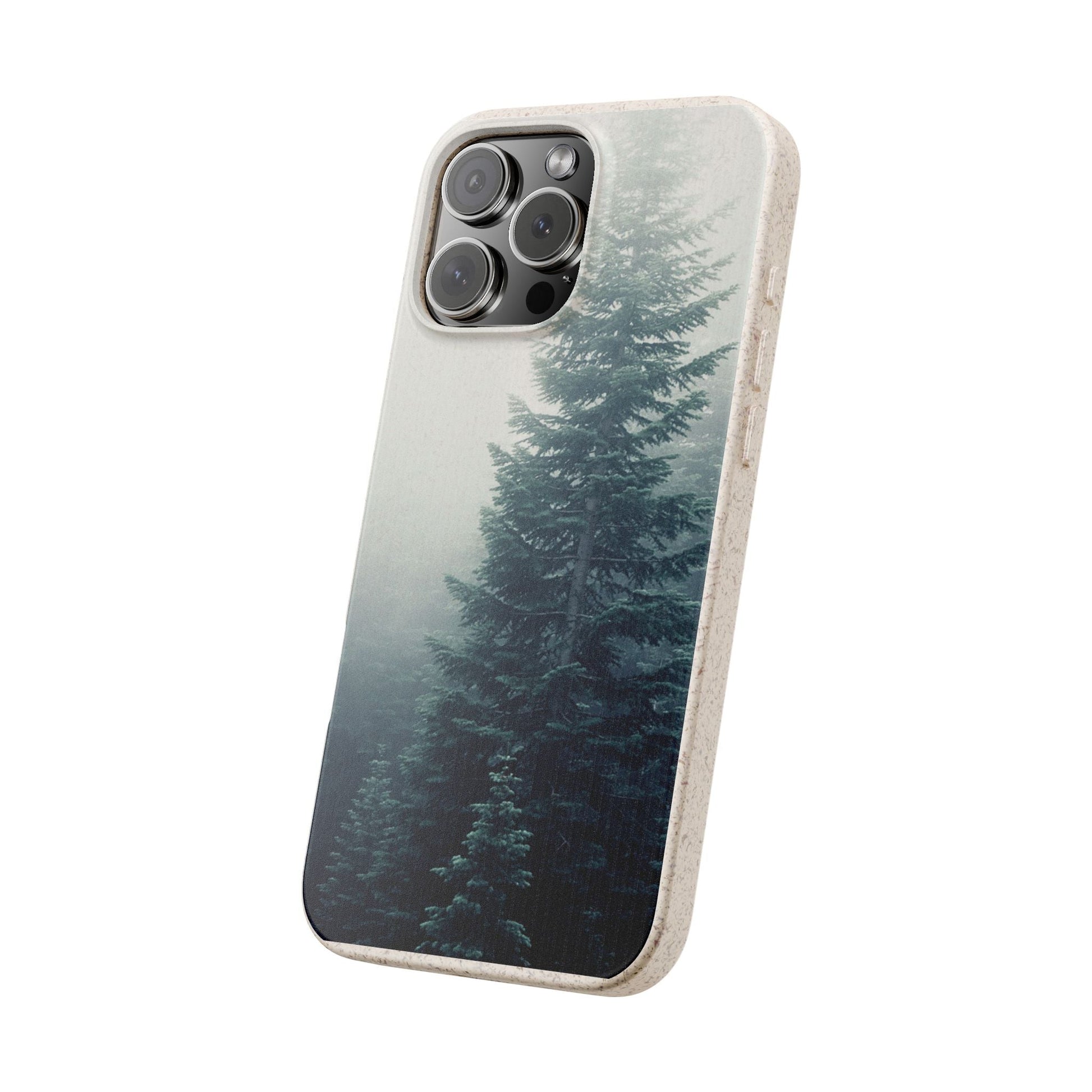 Foggy Trees | Bamboo Biodegradable Cases (iPhone 16, 15, 14, 13, 12, 11) Sustainable Phone Case Eco-friendly