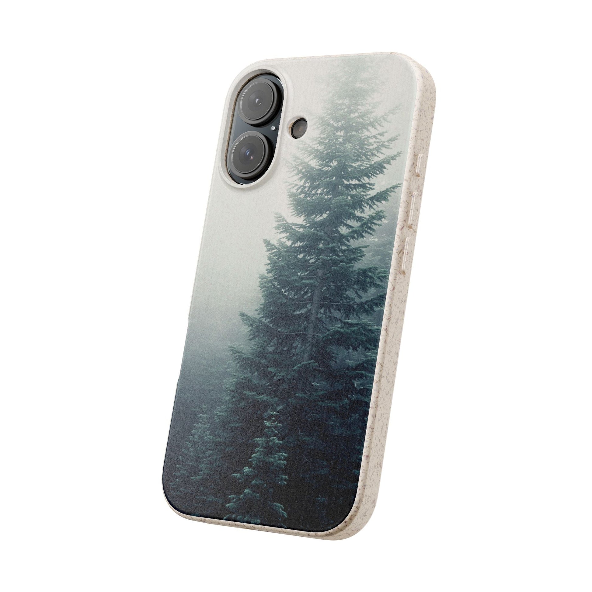 Foggy Trees | Bamboo Biodegradable Cases (iPhone 16, 15, 14, 13, 12, 11) Sustainable Phone Case Eco-friendly