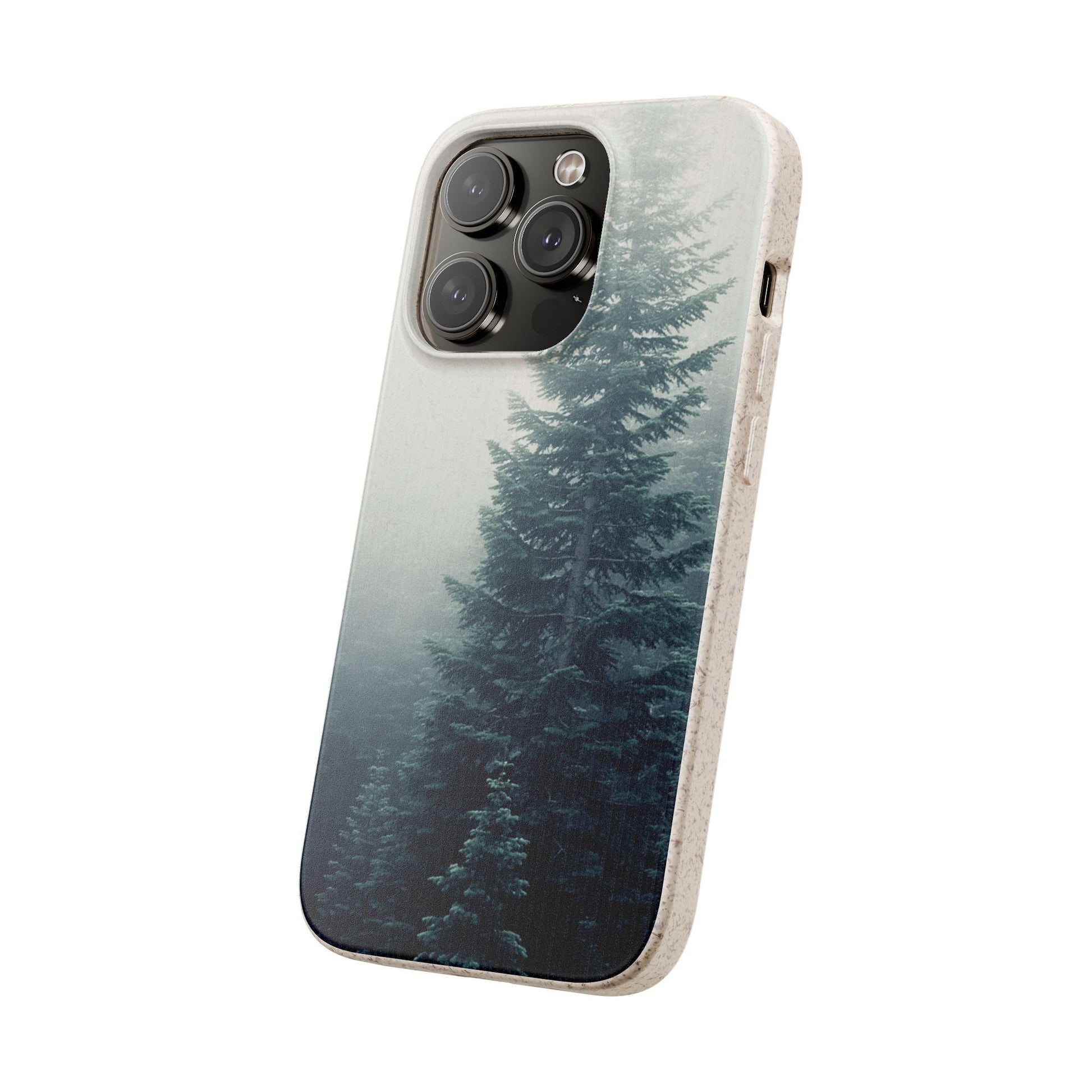 Foggy Trees | Bamboo Biodegradable Cases (iPhone 16, 15, 14, 13, 12, 11) Sustainable Phone Case Eco-friendly