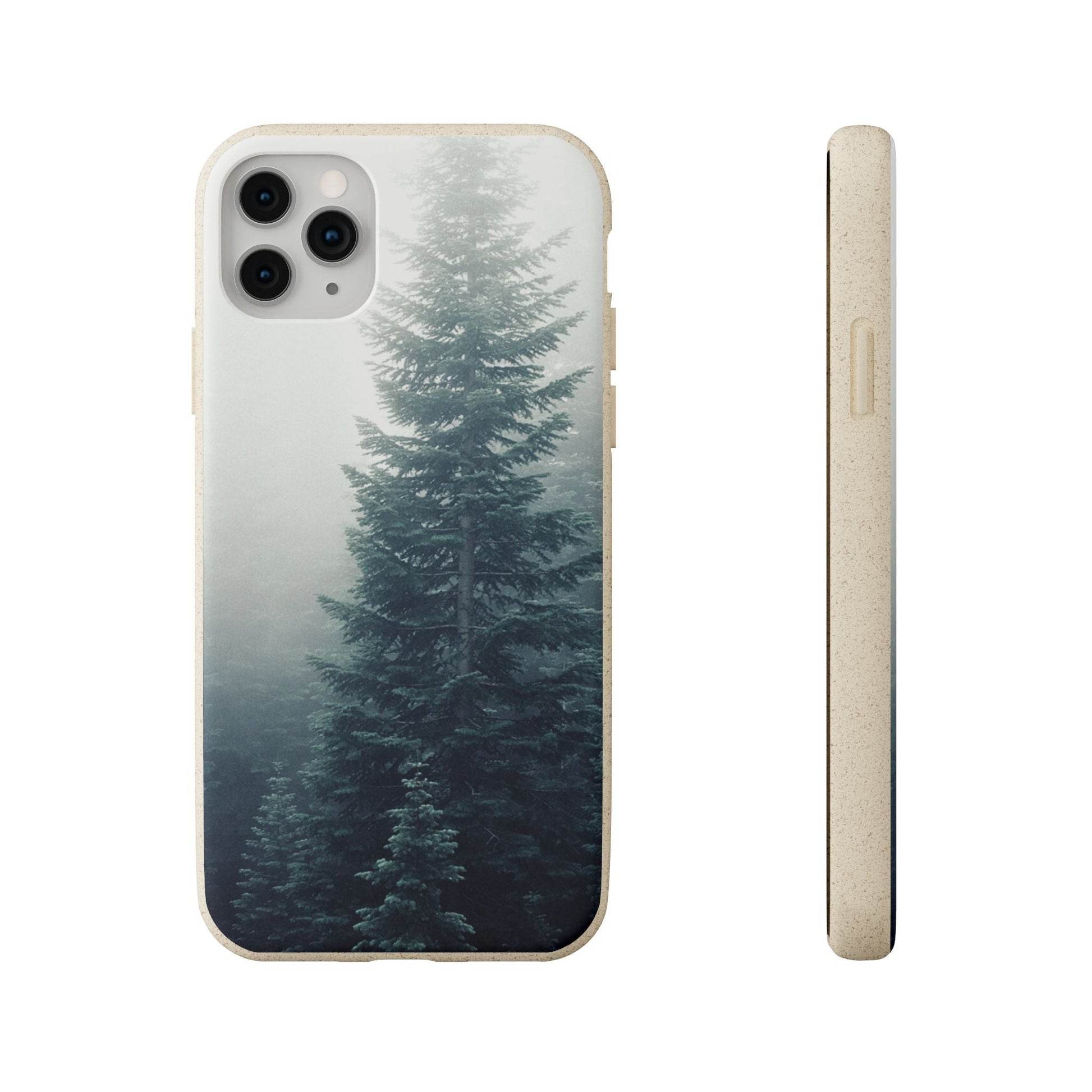 Foggy Trees | Bamboo Biodegradable Cases (iPhone 16, 15, 14, 13, 12, 11) Sustainable Phone Case Eco-friendly