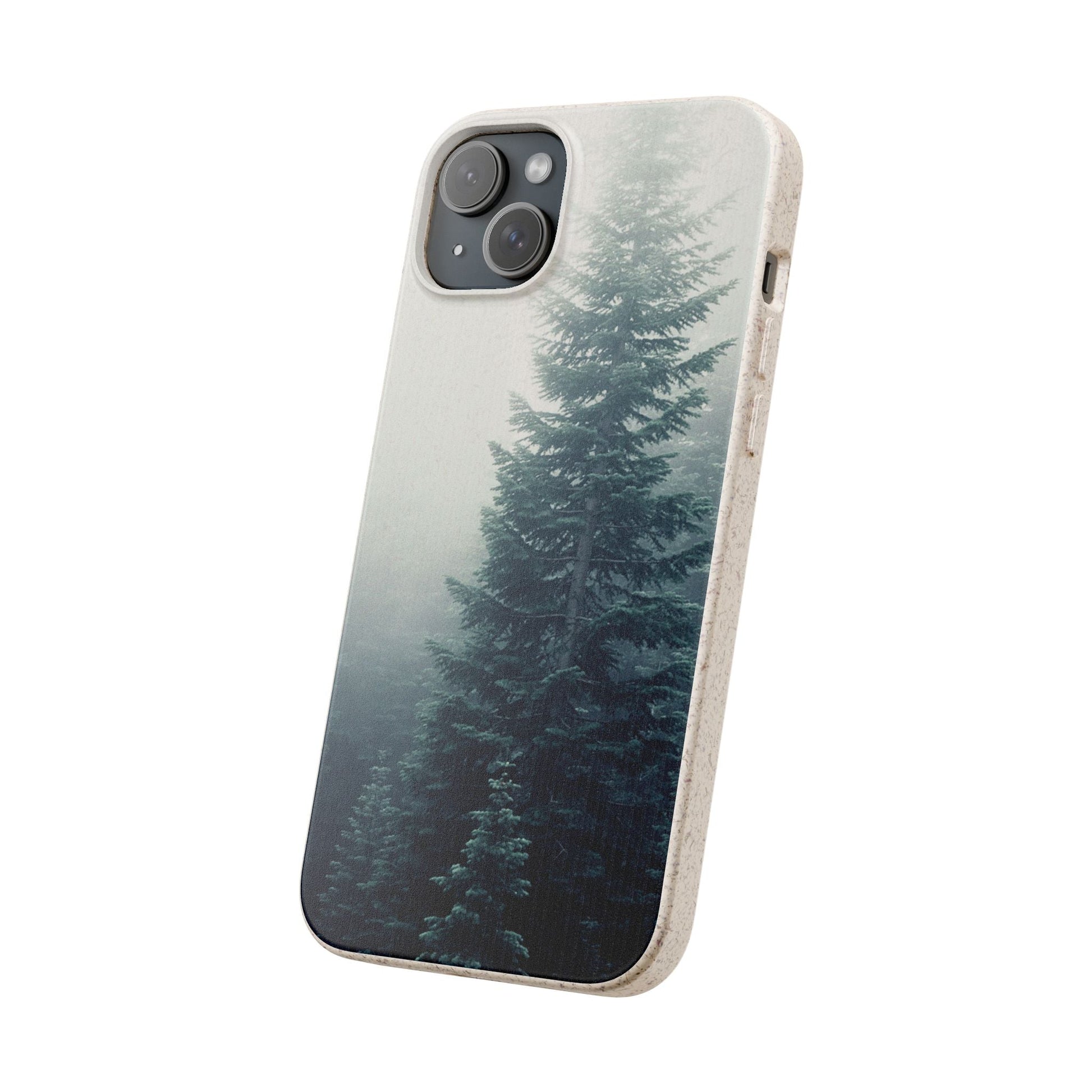Foggy Trees | Bamboo Biodegradable Cases (iPhone 16, 15, 14, 13, 12, 11) Sustainable Phone Case Eco-friendly