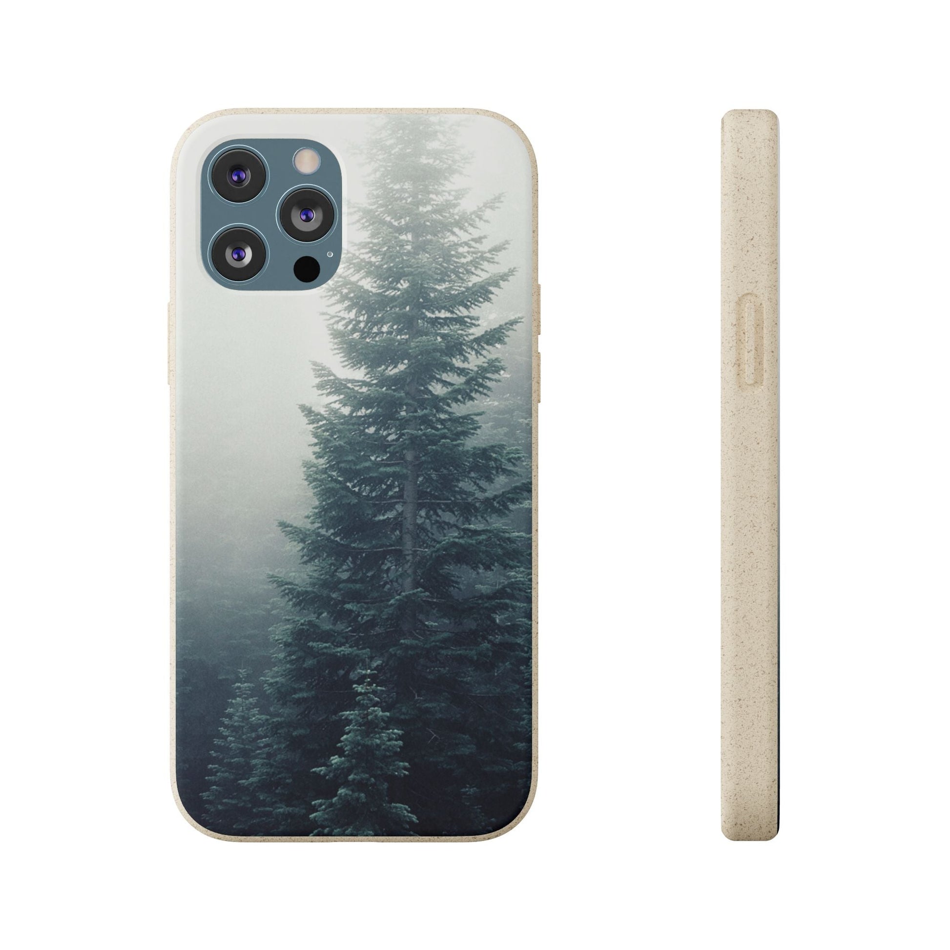 Foggy Trees | Bamboo Biodegradable Cases (iPhone 16, 15, 14, 13, 12, 11) Sustainable Phone Case Eco-friendly