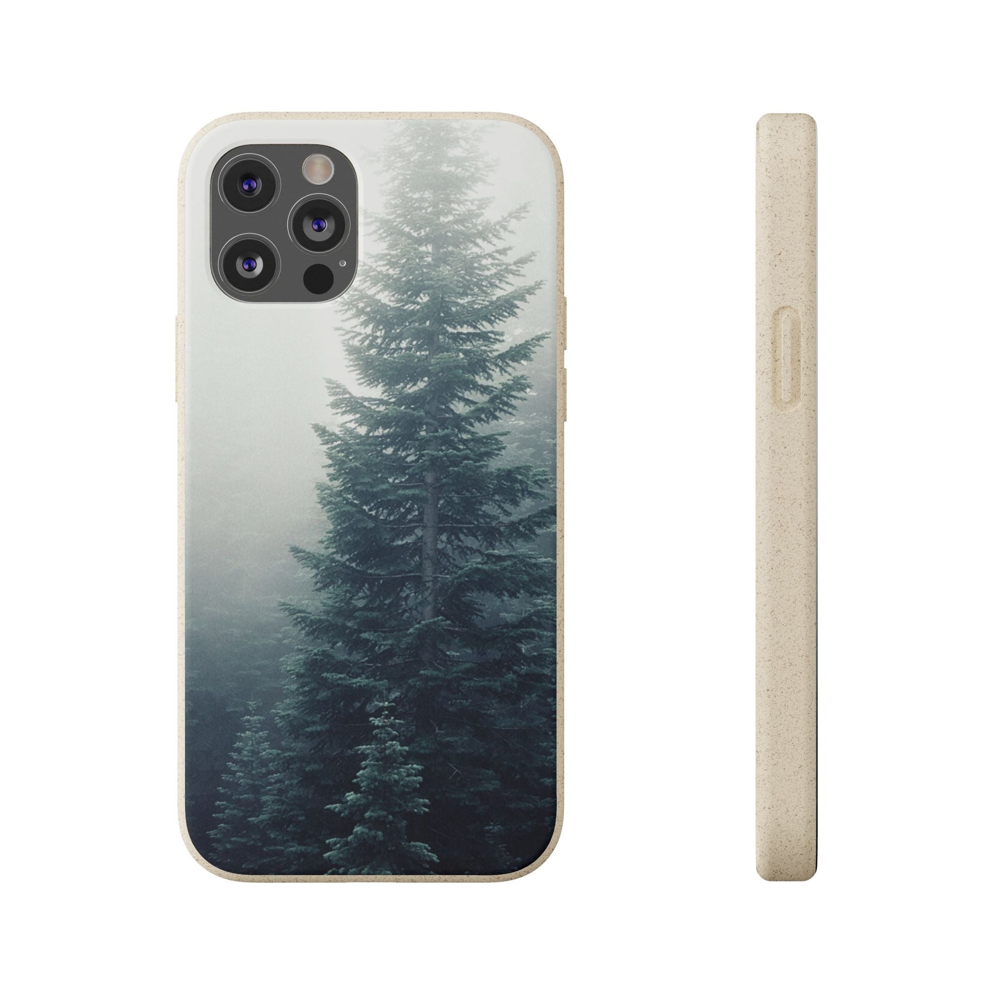 Foggy Trees | Bamboo Biodegradable Cases (iPhone 16, 15, 14, 13, 12, 11) Sustainable Phone Case Eco-friendly