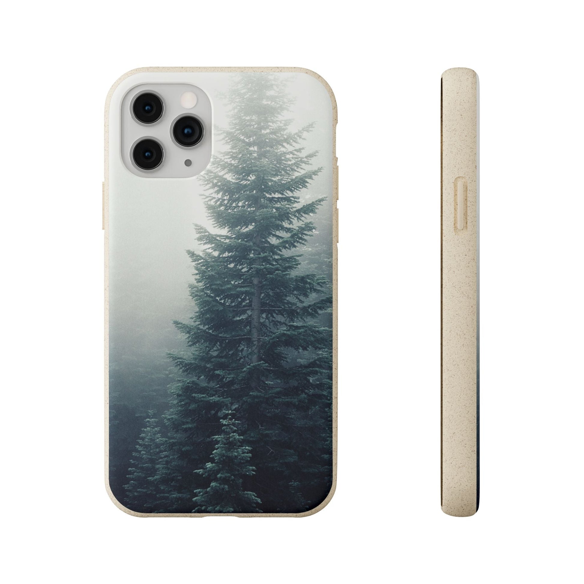 Foggy Trees | Bamboo Biodegradable Cases (iPhone 16, 15, 14, 13, 12, 11) Sustainable Phone Case Eco-friendly