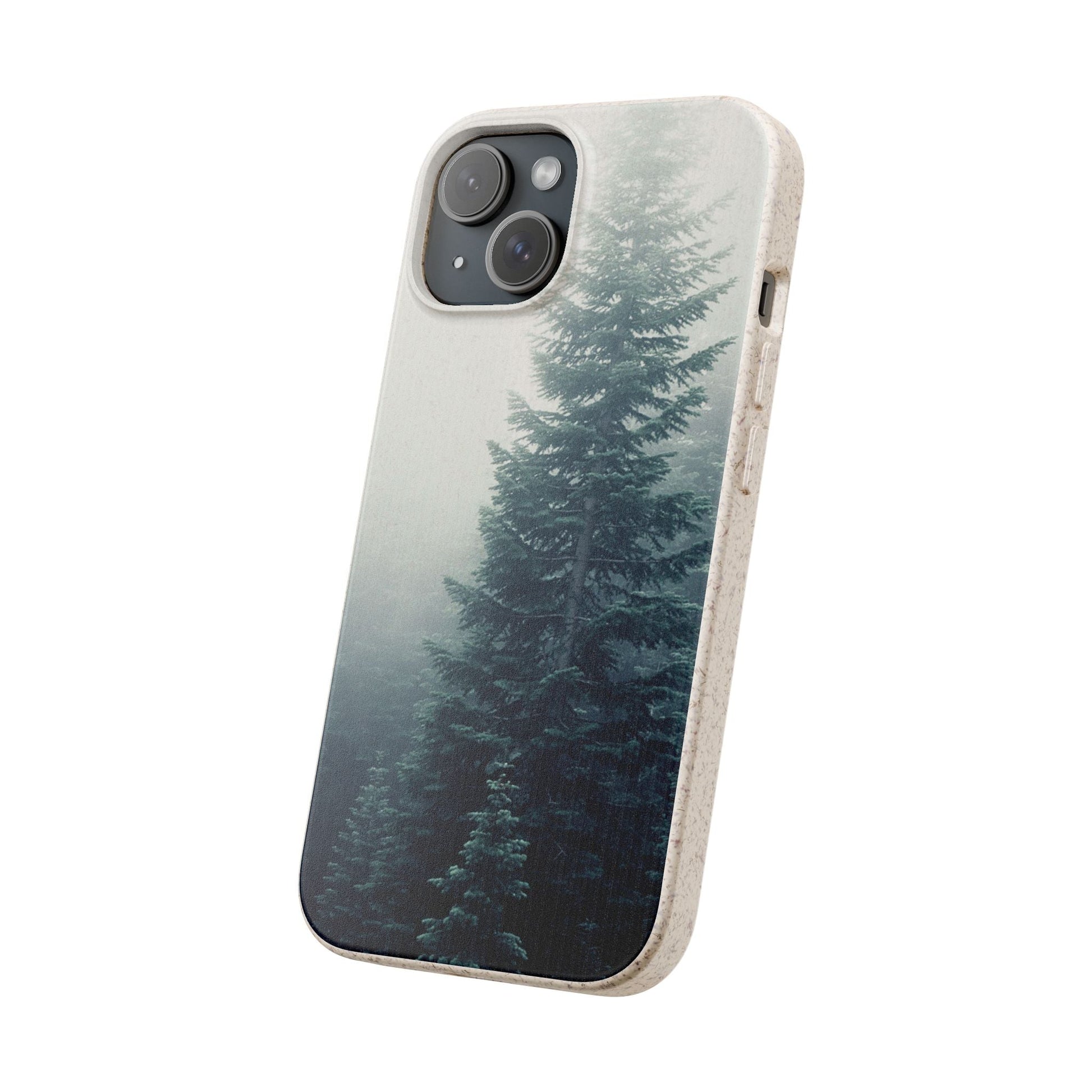 Foggy Trees | Bamboo Biodegradable Cases (iPhone 16, 15, 14, 13, 12, 11) Sustainable Phone Case Eco-friendly
