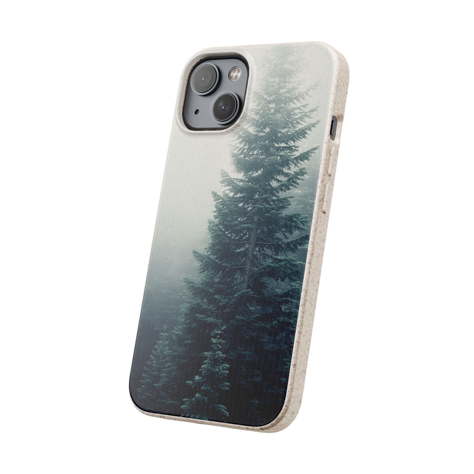 Foggy Trees | Bamboo Biodegradable Cases (iPhone 16, 15, 14, 13, 12, 11) Sustainable Phone Case Eco-friendly